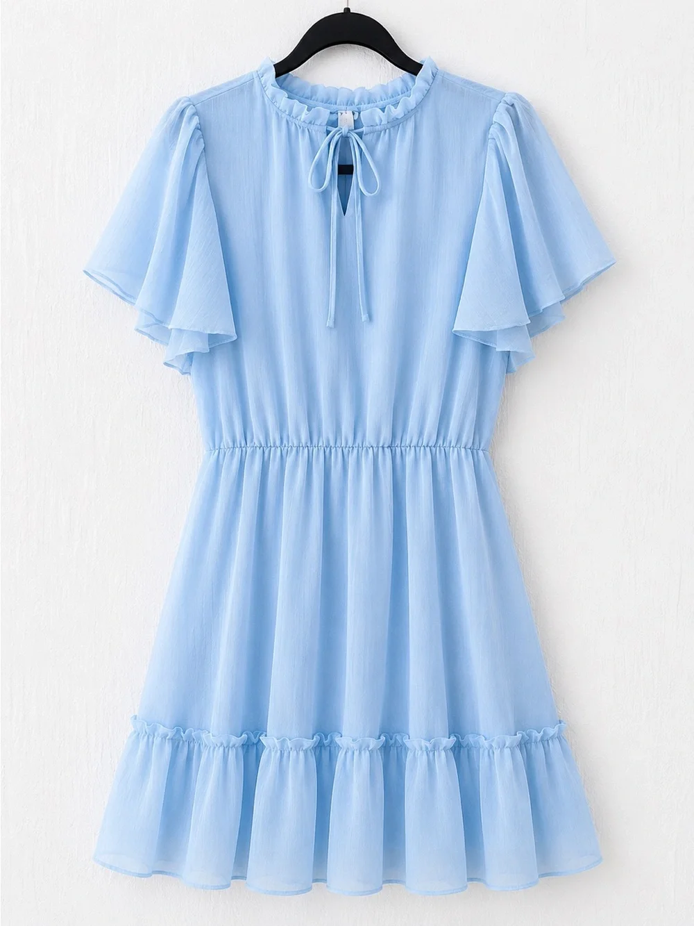 Light Blue Ruffle Flutter Sleeve Mini Dress Size Girls XL Cottagecore Romantic